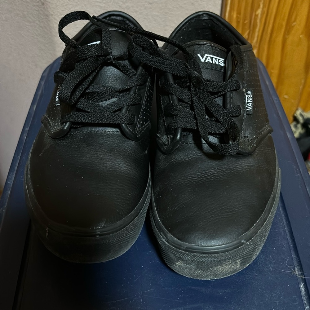 Black pleather vans
